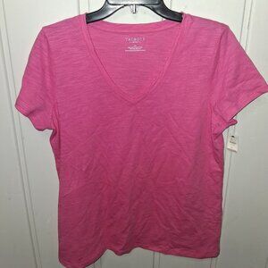 Talbots Cotton Blend Slub Knit Short Sleeve Tee NWT Sz LP Pink